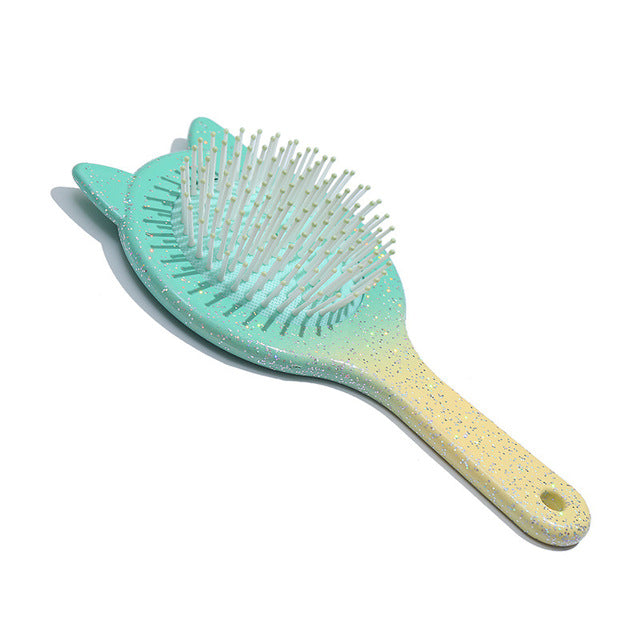 Cute Cartoon Cat Massage Hair Comb with Elastic Grip