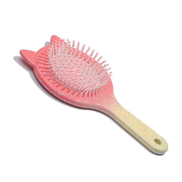 Cute Cartoon Cat Massage Hair Comb with Elastic Grip